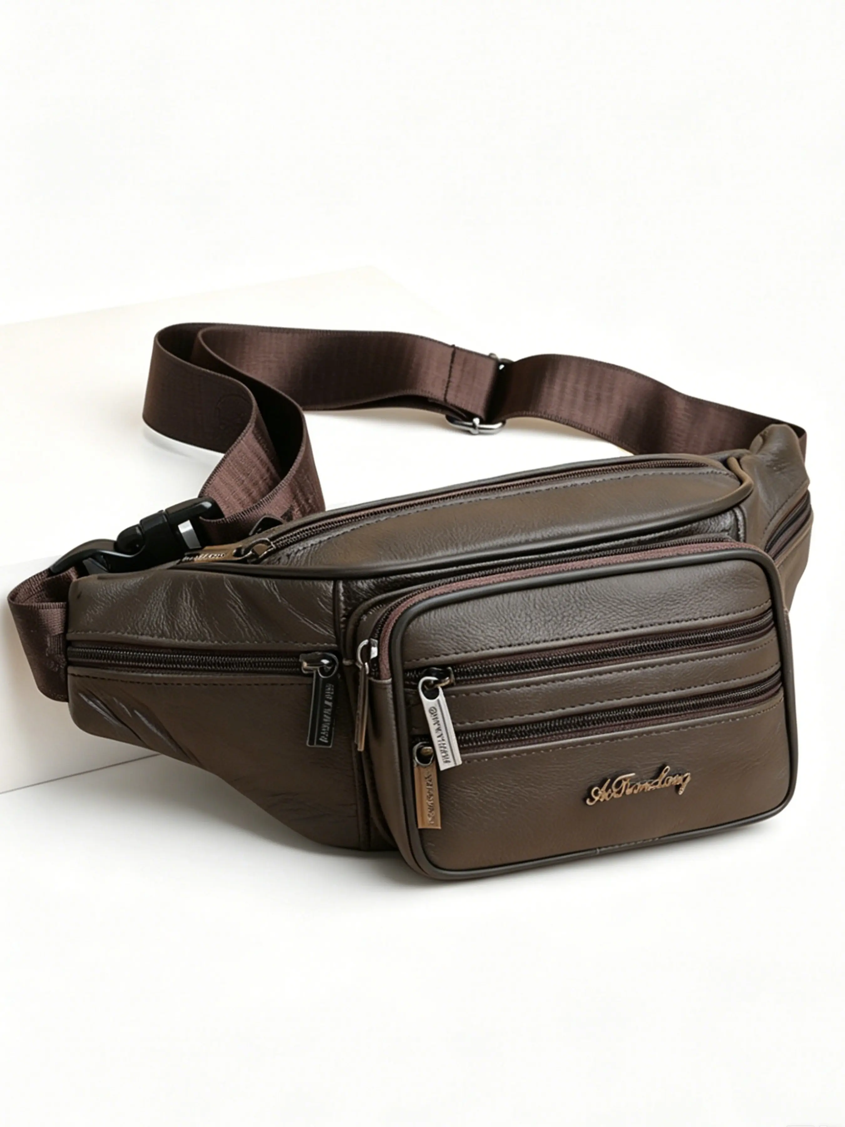 1 Pack Men's Leather Large Capacity Waist Bag, Multi-Functional Crossbody Chest Pack, Outdoor Cycling Durable Phone Belt Bag, Leather Belt Bags, Fashion Waist Packs