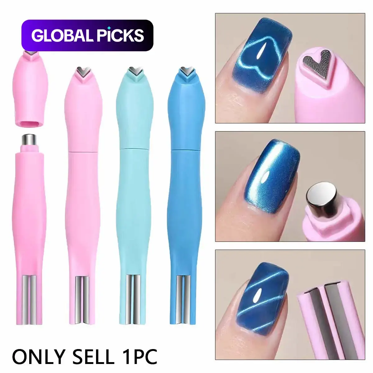 3-in-1 Cat-Eye Nail Art Magnetic Tool Set, Heart Line DIY Multi-Functional Magnetic Manicure Kit for Nail Design and Pedicure, Nail Care Accessory #GLOBAL PICKS