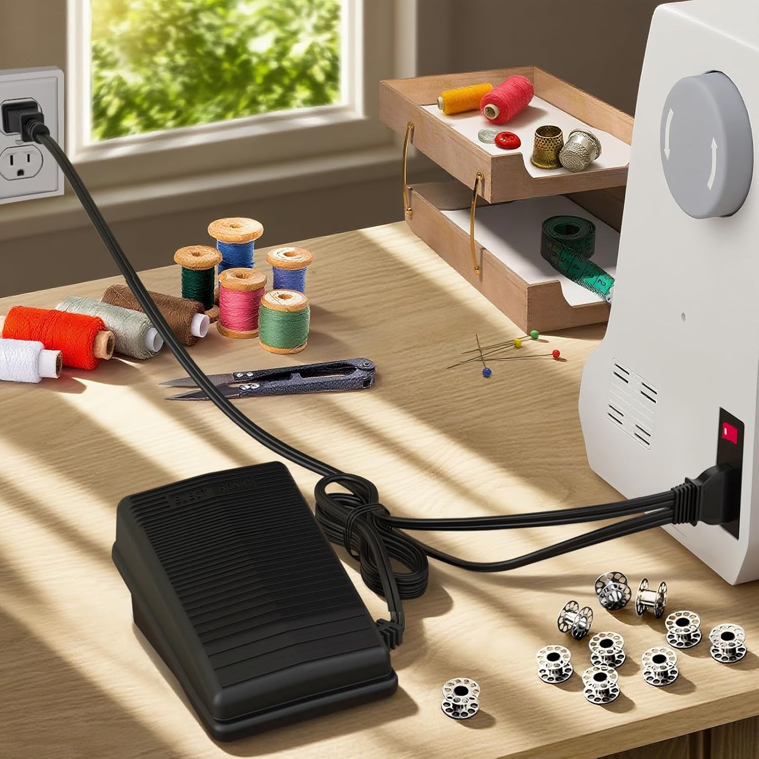 Singer Sewing Machine Pedal and Power Cord Replacement, Compatible with Singer 359102-001 1120 1304 1507 1512 2263 2273 2277 3116 3232 3337 3342 4423 4432 4452 50t8 8280 e99670 FC1902 M3220