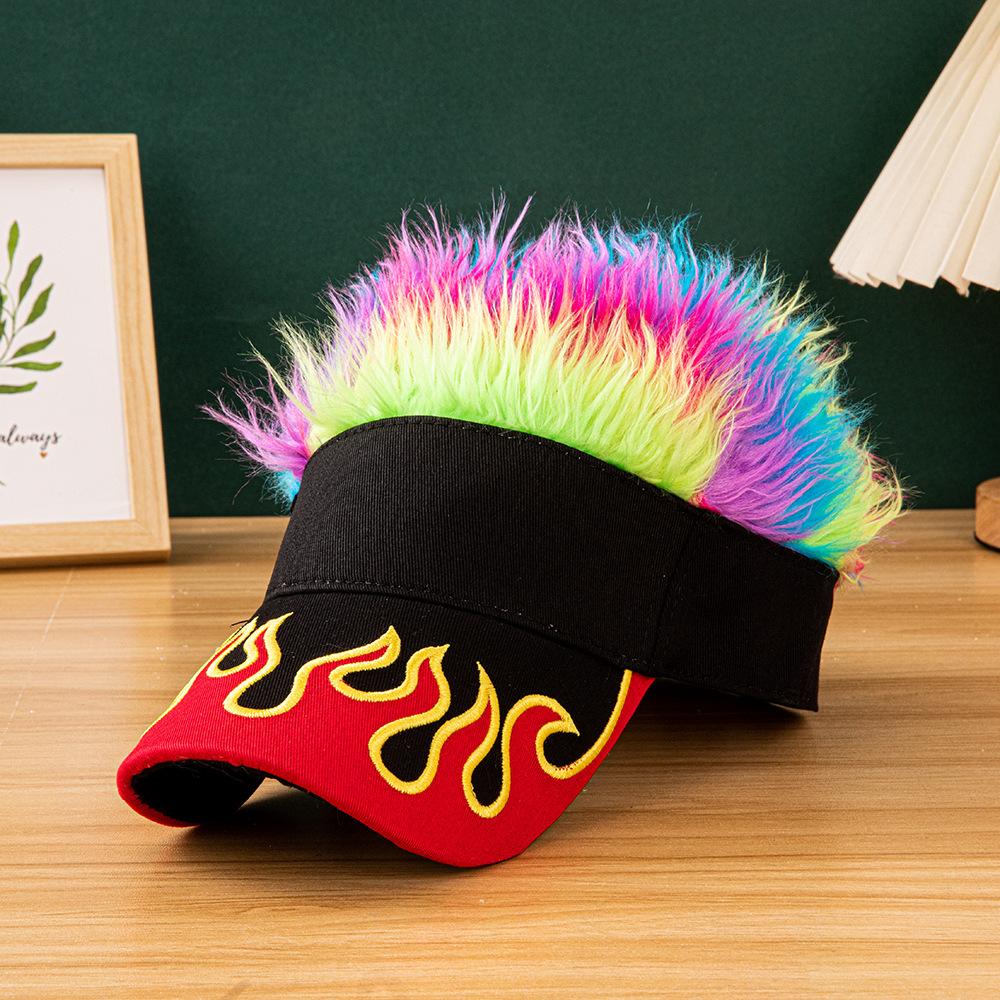 2026 New Flame Pattern Baseball Cap Embroidered Patch Design Multicolor Fluffy Faux Fur Hat