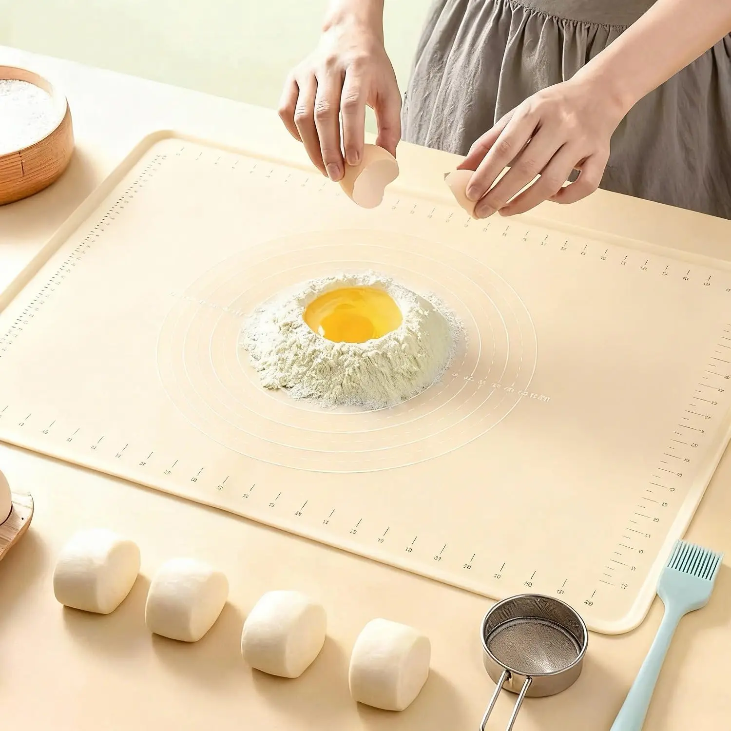 Pastry Mat 26" x 18"Extra Thick  Baking Mat Pastry Mat with Measurements Non-stick Baking Mat for Rolling Out Dough,Bread,Pie,Cookies,Pizza,Fondant,Sourdough