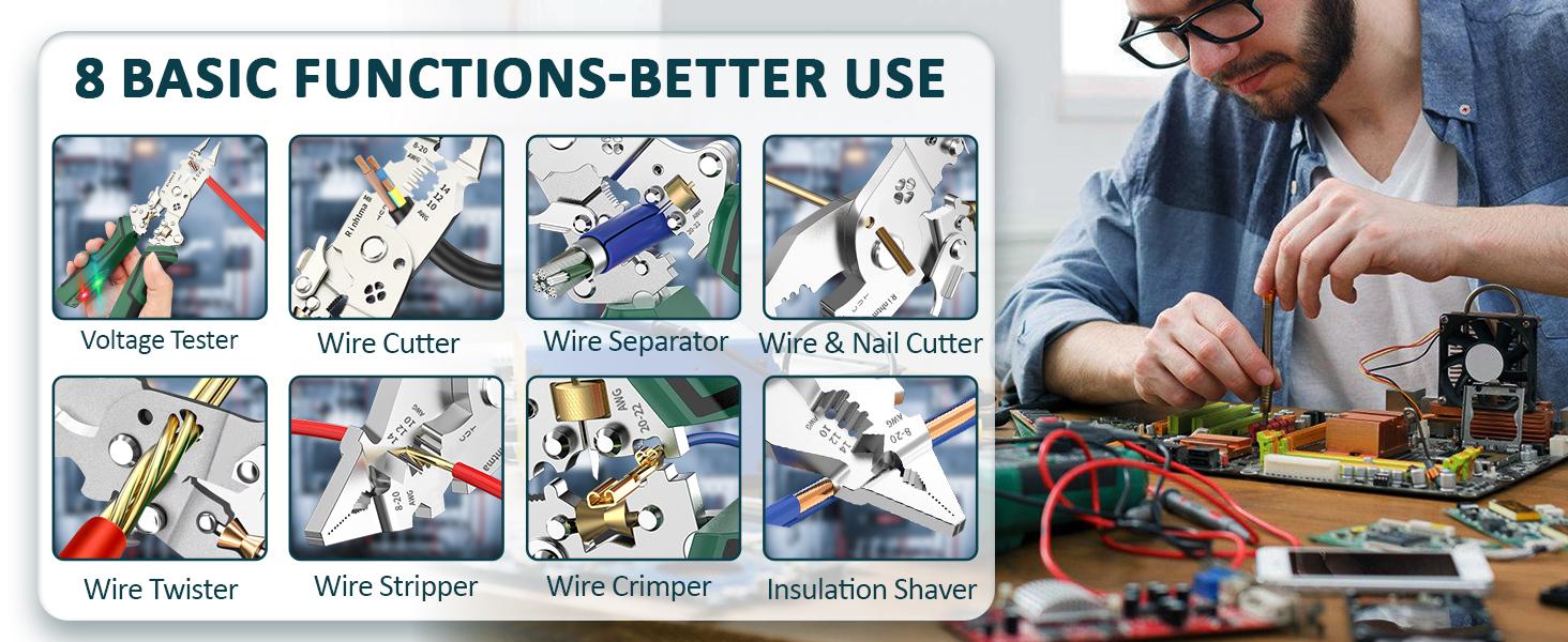 2pcs Foldable Wire Stripper Multifunctional Electrician Tool, Includes Crimping, Cutting, and Wrench Functions, Compact Fold Design for Easy Storage, Hand Tools