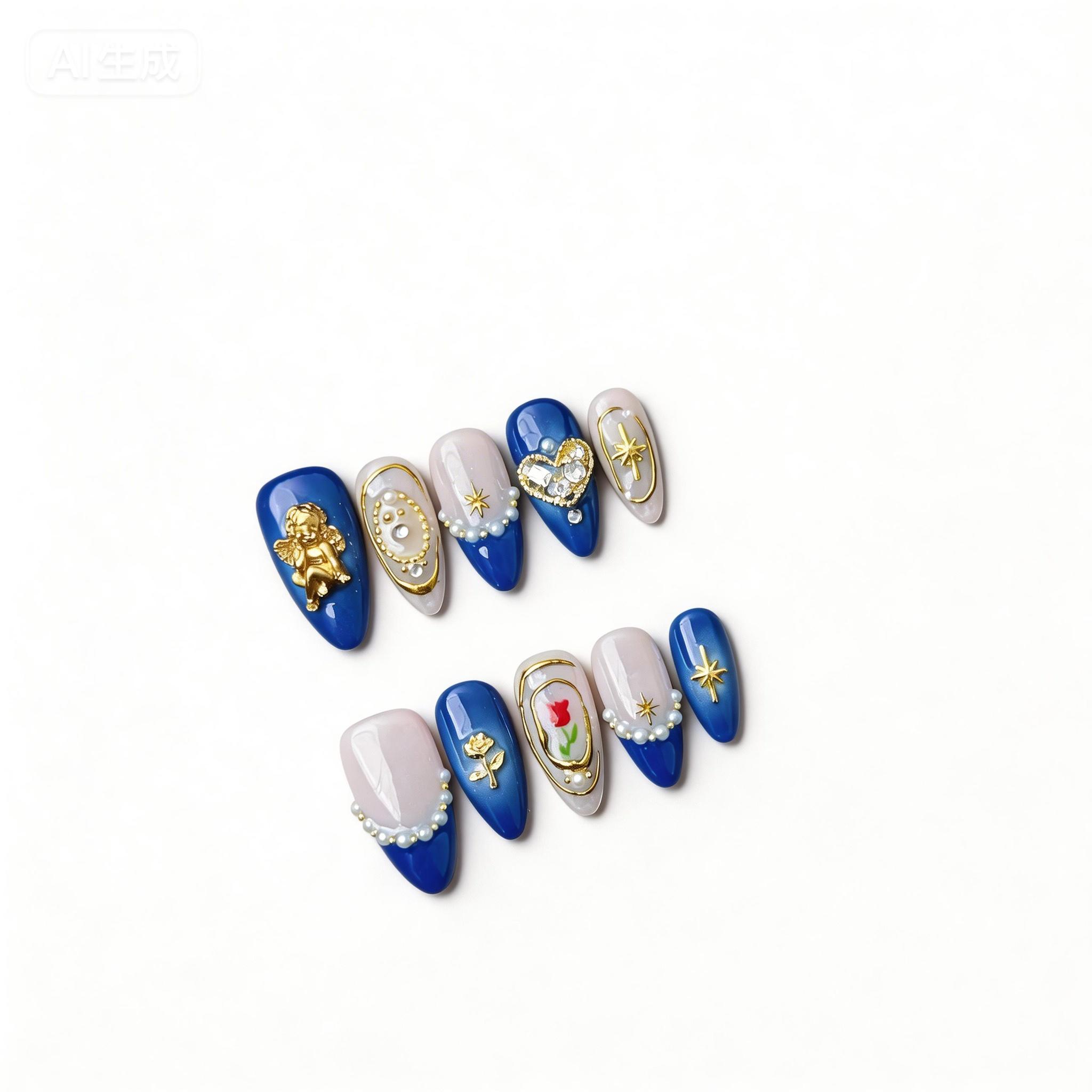 Vintage Cross Press-On Nails, Old Money Aesthetic Handmade Reusable False Nails, Luxury Cross Design Press On Manicure Set Nails for Women, Gothic Cross Nail Art