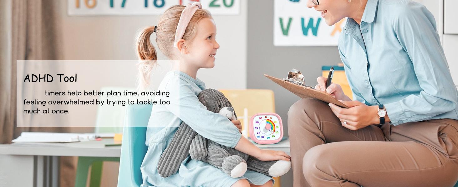 60-Minute Visual Timer for Kids – Rainbow Disk Countdown Clock, Silent Operation Pomodoro Timer for Classroom, Home & Office. Time Management Tool for Toddlers & Students – See Time Passing, Reduce Anxiety, Build Focus! Pink