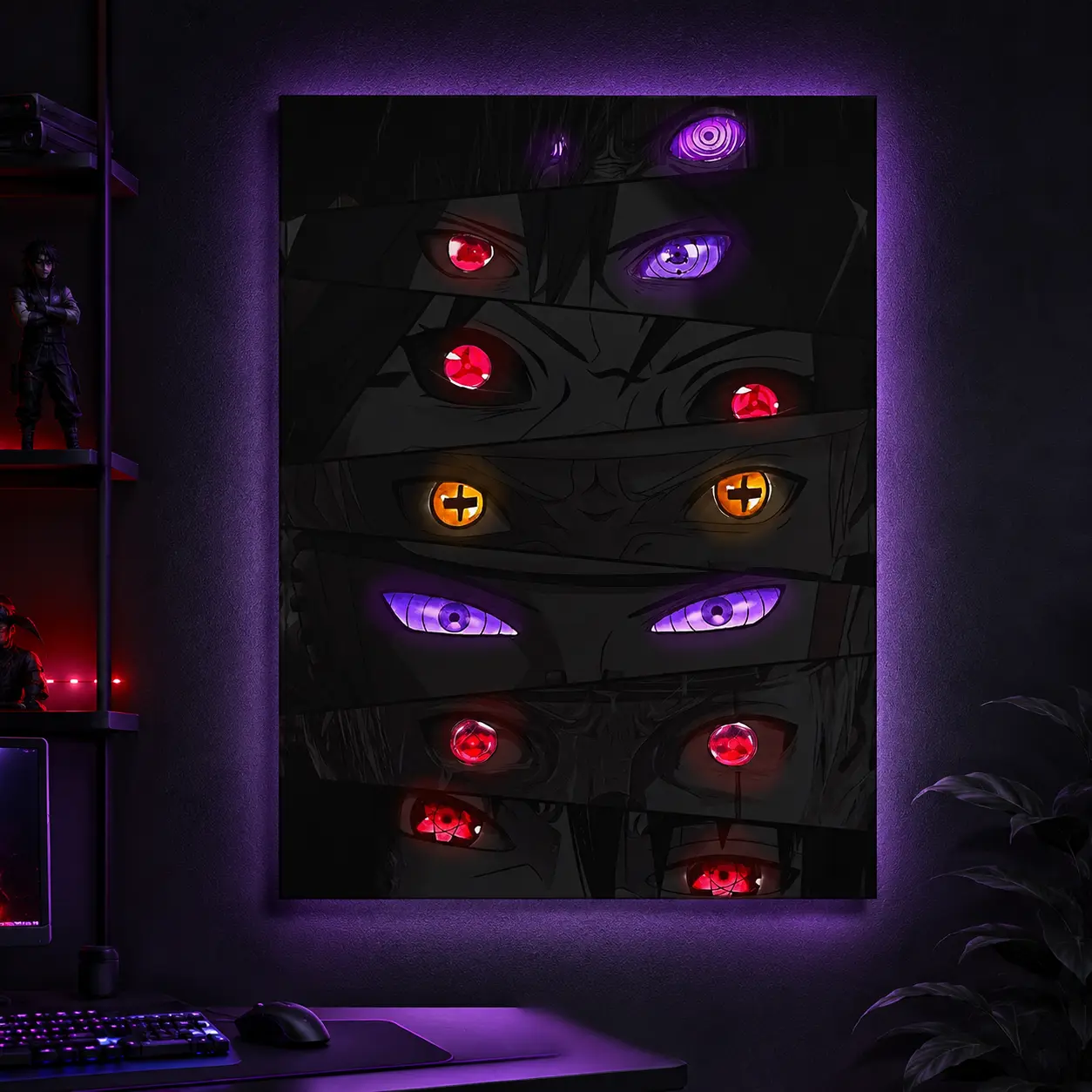 Artistic Anime Eyes Canvas Print - Colorful Manga Wall Decor, Home Room Decor for Bedroom, Living Room