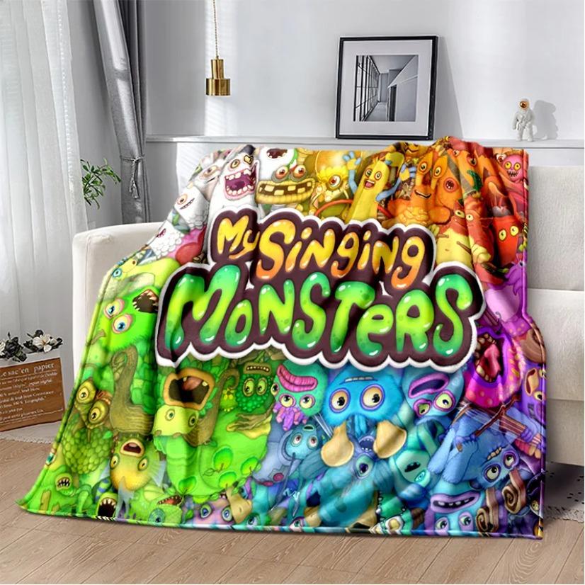 My Singing Monsters Game Blanket Ultra Soft Plush Flannel Cozy Warm Bedroom Living Room Couch Sofa Picnic Throw Decor Decorative Throw Perfect Birthday Gift Christmas Gift for Gamers Kids Adults Viral Trending Cute Monster Musical Aesthetic Style