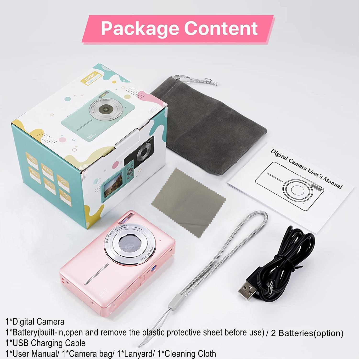 Mini Digital Cameras with 2.4 Inch Screen, Portable FHD 1080P Screen Cameras, Mini Vintage Compact Camera for Vlogging, Photography & Video, Camera Electronics, Beginner Digital Camera, Autofocus Selfie Camera, Men Gifts