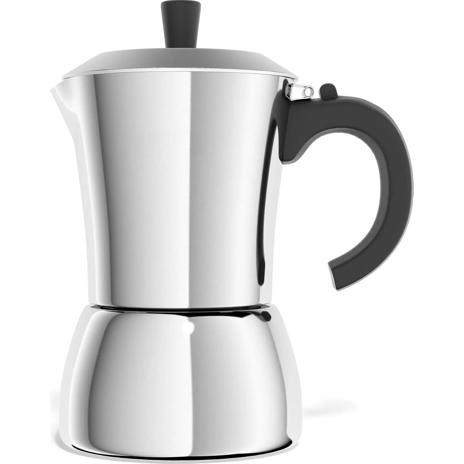 3 Cup Moka Pot (2oz each cup - 6oz ) Stovetop Espresso Maker - Stainless Steel Italian and Cuban Mocha Coffee Maker
