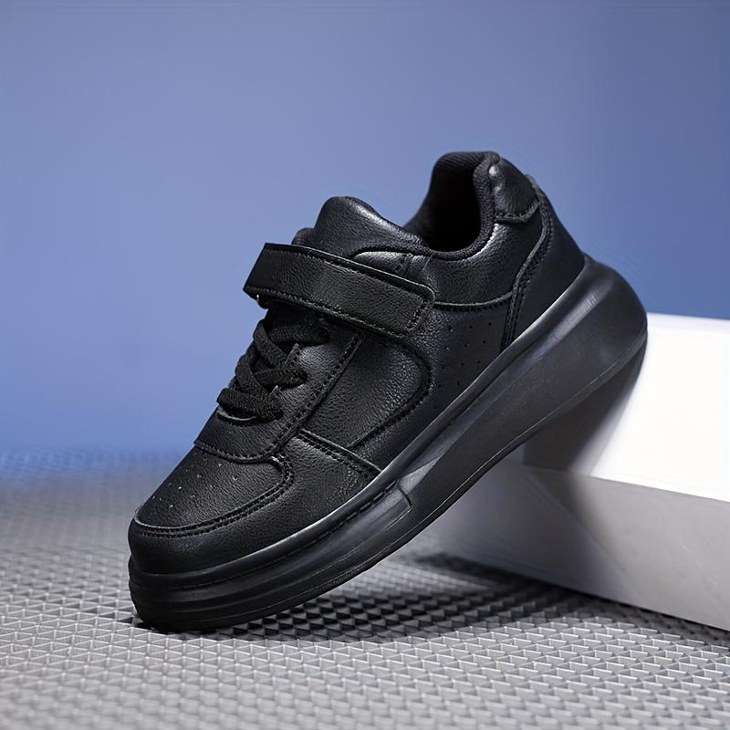 (New)Boys' Casual Sneakers, Summer New Outdoor Fashion Three-Color Leather Convenient Velcro Campus Performance White Shoes, Medium and Large Boys' and Girls' Black and White Sneakers Sizes 28-40(Gift)11