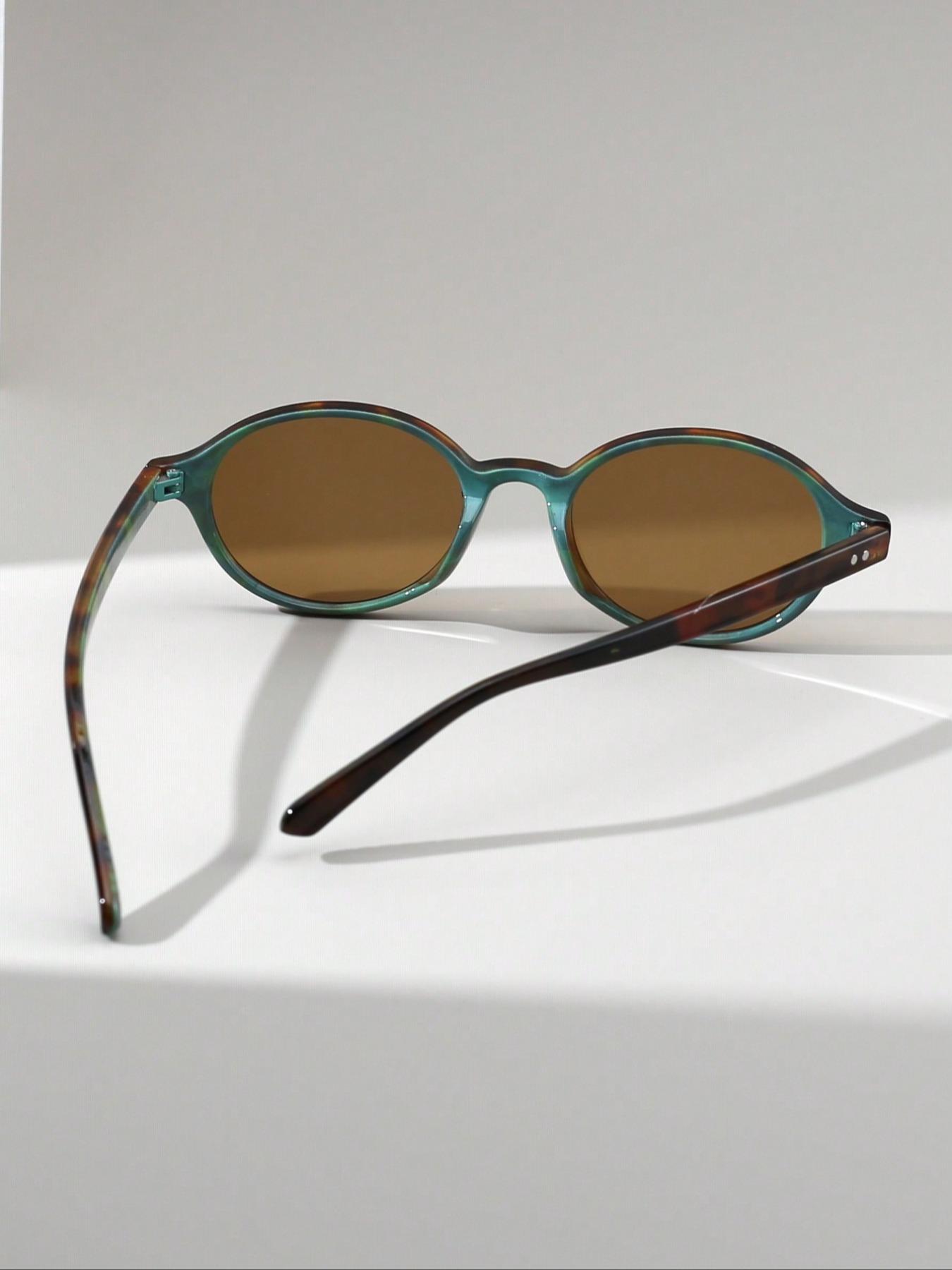 Vintage Rivet Decor Oval Frame Sunglasses, Trendy Casual Full Rim Sunglasses for Everyday Use, Fashion Accessories for Outdoor Activities