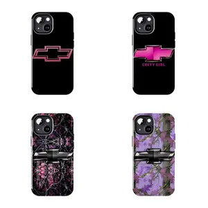 4 Styles Chevy Bowtie Logo Camo Phone Case, Slim Anti-Drop Protective Cover, Chevrolet Truck Owner Design Case for iPhone 16/15/14/13/12 Pro/Plus