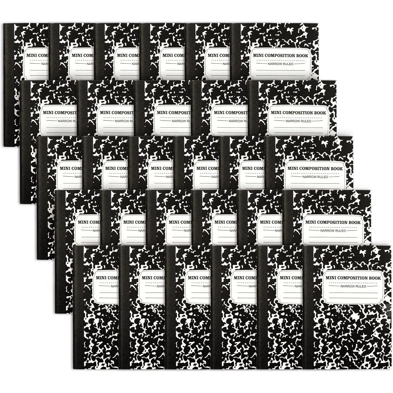 Mini Composition Notebook, Cute 30 Pack Black Narrow Ruled Mini Composition Books Bulk, Small Pocket Marble Journal Notebooks for  Students College Office, Pocket Size 4.5 x 3.25 in