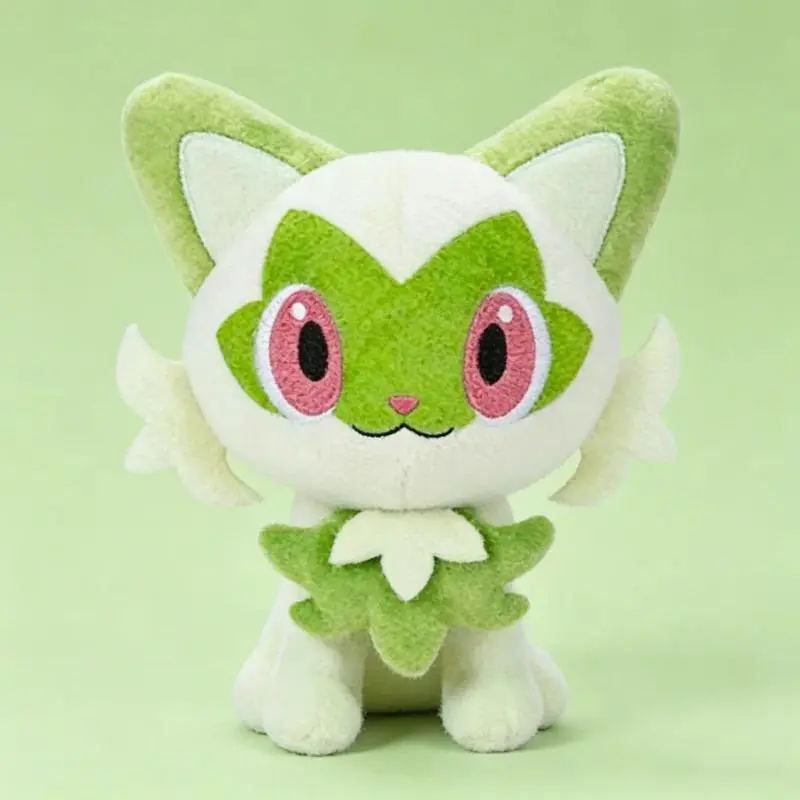 Pokemon Sprigatito 22cm Polyester Unisex Kawaii Squishy Soft Fluffy Texture Plush Toy, Stress Relief Stuffed Animal for Kids, Anime Fans Birthday Gifts, Home Bedroom Deco