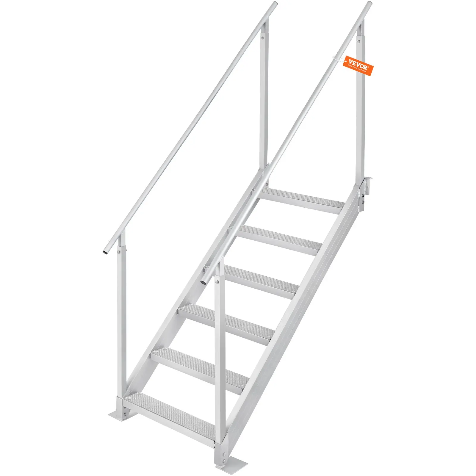 【DealsForYouDays】VEVOR Dock Ladder, 43''-51'' Adjustable Height, 500 lbs Load Capacity, Aluminum Alloy 6 Steps Pontoon Boat Ladder with Dual Handrails Nonslip Mat, Ideal for Ship/Lake/Pool/Marine Boarding