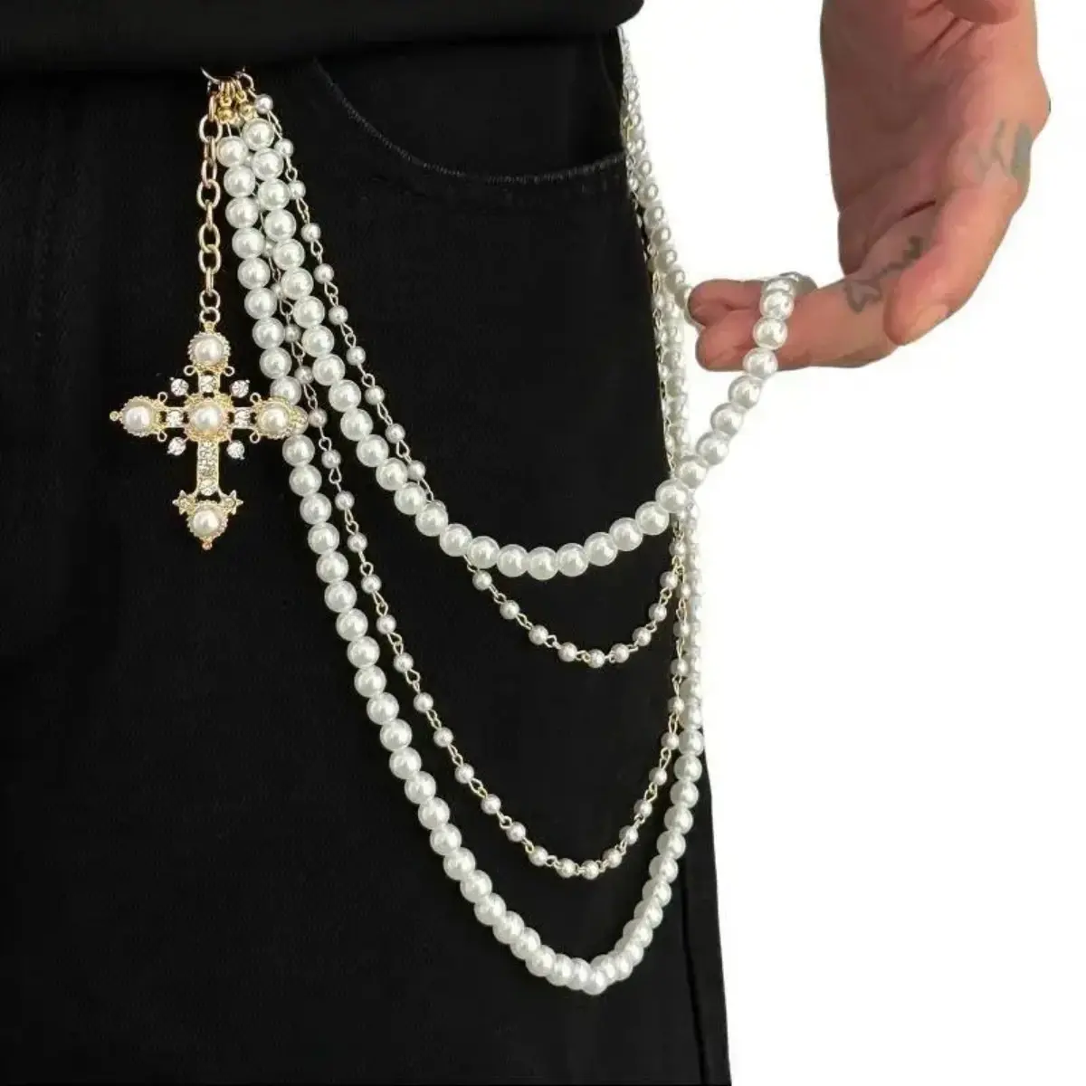 Vintage Multi Layer Cross Waist Chain for Men and Women, Punk Metal Wallet Key Belt Chain Accessory for Denim Streetwear and Daily Wear, Men's Accessories, Accessories For Women