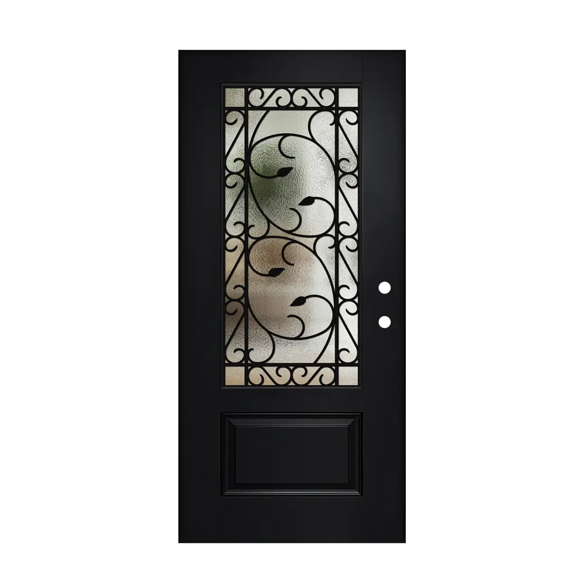 Aobtkel36" x 80" Textured Fiberglass Entry Door Slab Only with 3/4 Lite Wrought Iron and Low-E Glass,Left Hand Inswing