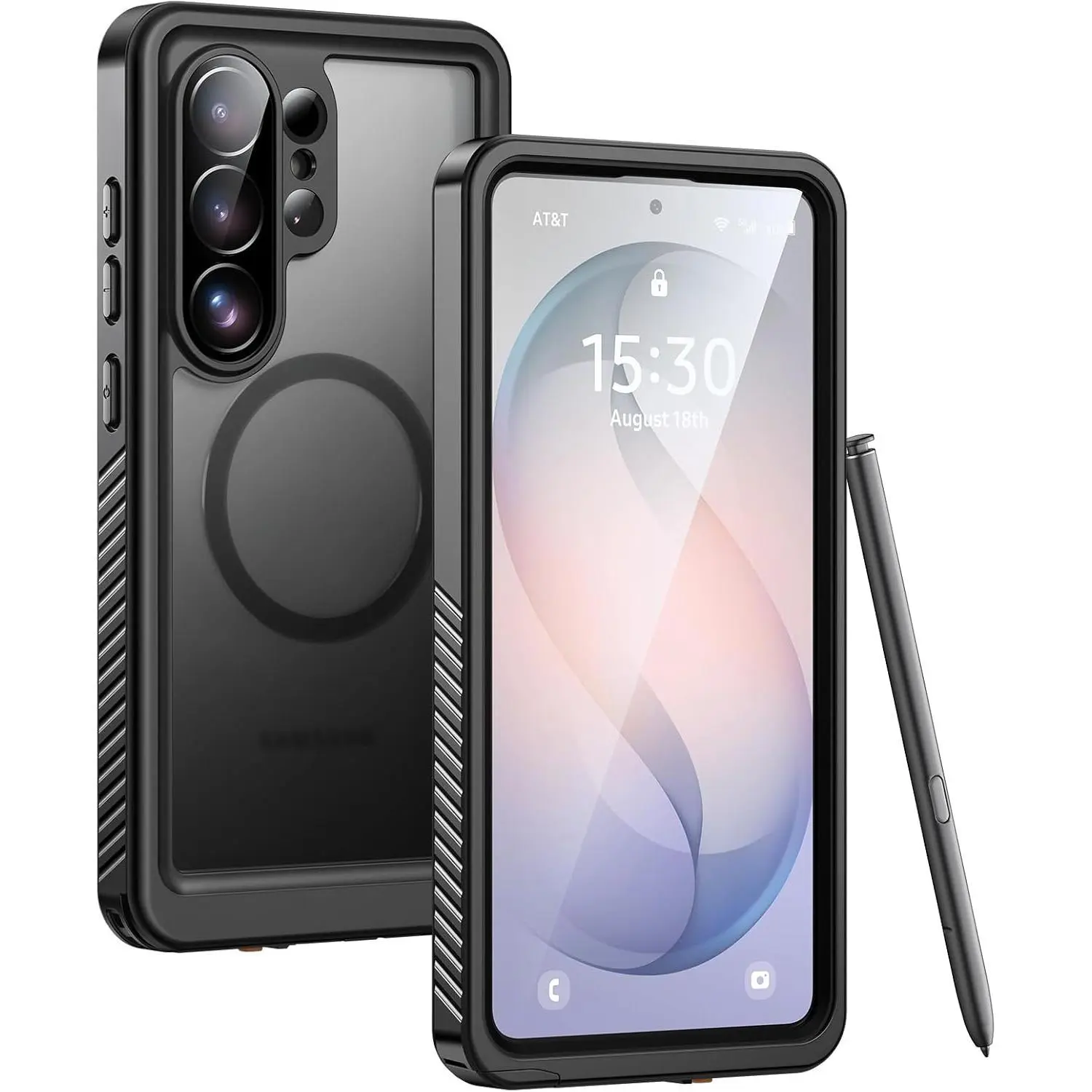 Rugged Full Body Cellphone Cover for Samsung Galaxy S26 Ultra 5G 6.9in Smartphone - IP68 Waterproof, Dustproof, Shockproof, Protective Case with Built-in Screen Protector, Black/Clear Mobile Accessory, Devices