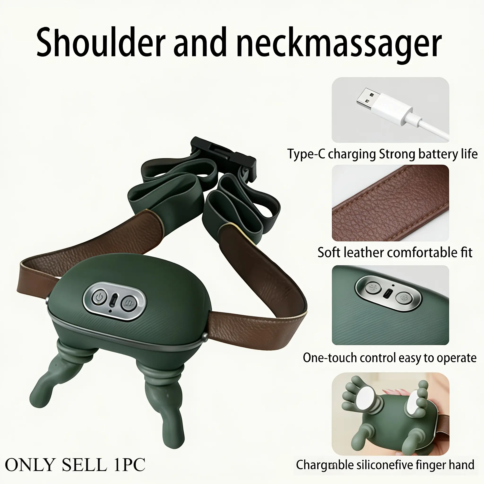 Multifunctional Hand Massage Device, Electric Neck and Shoulder Massager, Neck Shoulder Relaxer, Wireless USB Charging, USB Rechargeable Massagers, Ideal Gift for Office, Car, Home, Travel