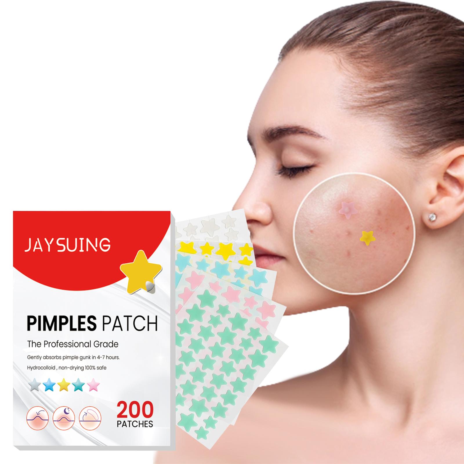 Jaysuing Gentle Acne Pore Cleansing Cover Patches 200pcs Colorful Hydrocolloid Stickers with Tea Tree and Witch Hazel for Blemish Care and Oil Control