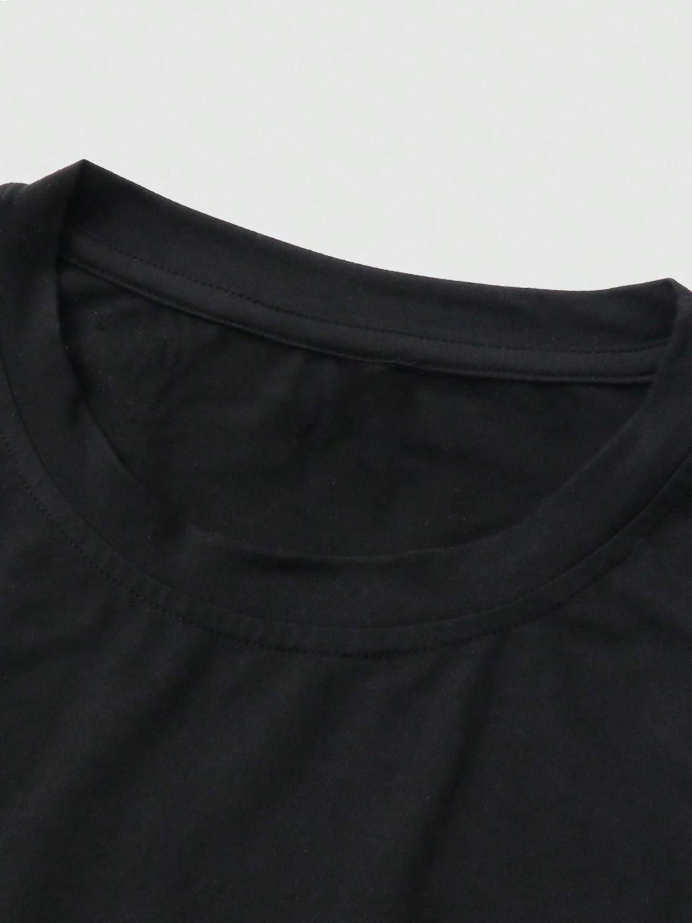 Men's Mysticism Letter & Figure Print Drop Shoulder Graphic Tee, Regular Fit Casual Streetwear Looks Fashion Soft Comfy Half Sleeve Round Neck T-shirt for Summer, Menswear for Daily Wear