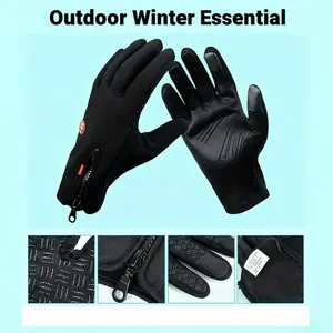 Outdoor Winter Gloves, Touchscreen andWindproof Full-Finger Gloves for Sports, Travel,and Daily Activities WB The button is for decorative purposes only and does not have a heating function.