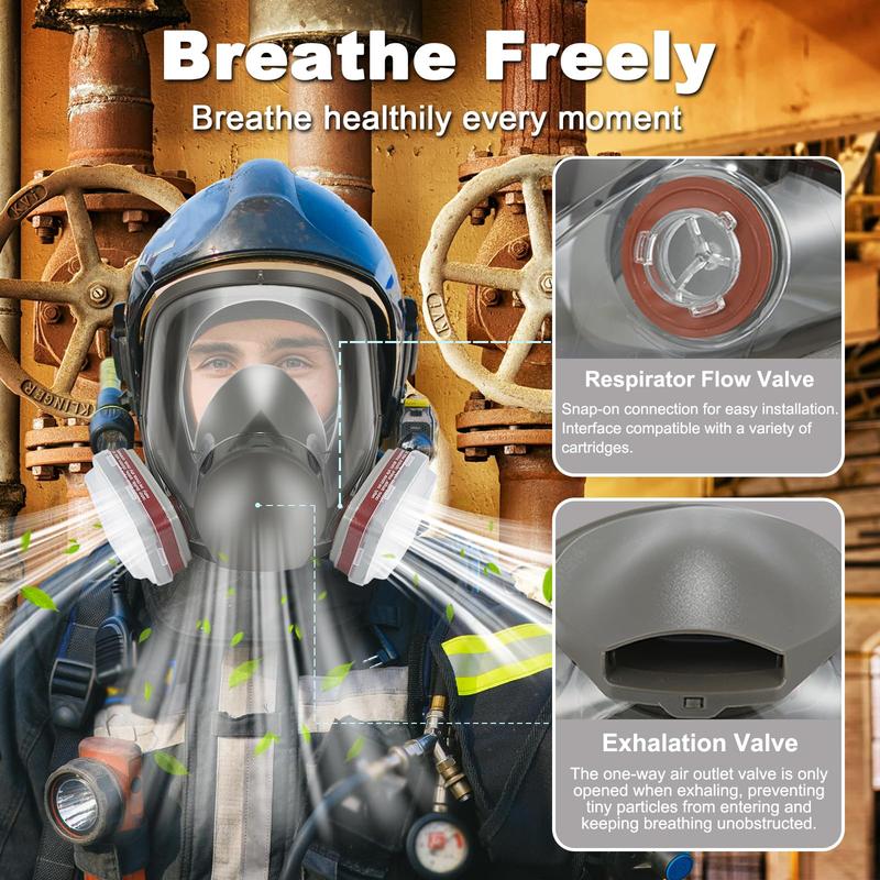 Reusable Respirators Reusable Full Face Mask with Filter Cartridge - 17 in 1 Multi-Function Safety