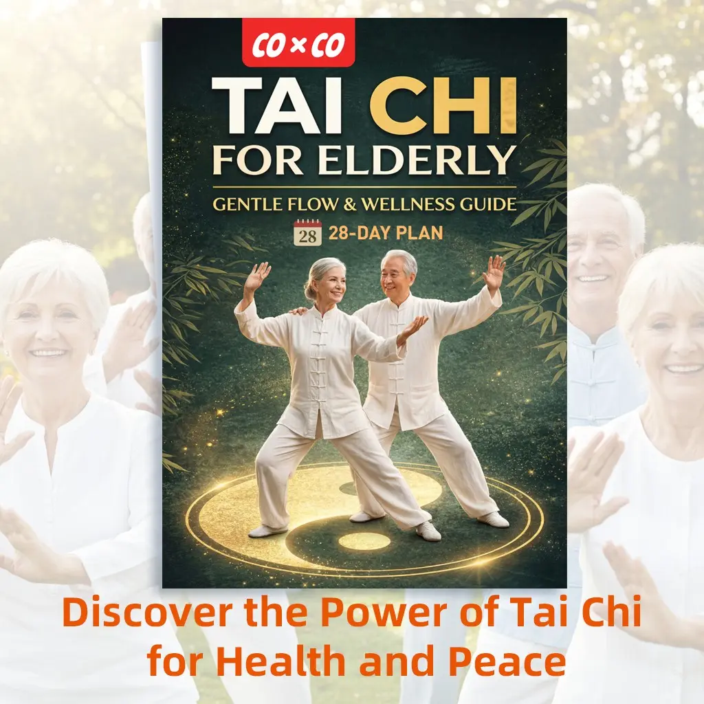 Senior Tai Chi Health Guide Book, 28-Day Program for Elderly, Low Impact Exercises, Improves Balance and Flexibility, Home and Outdoor Use