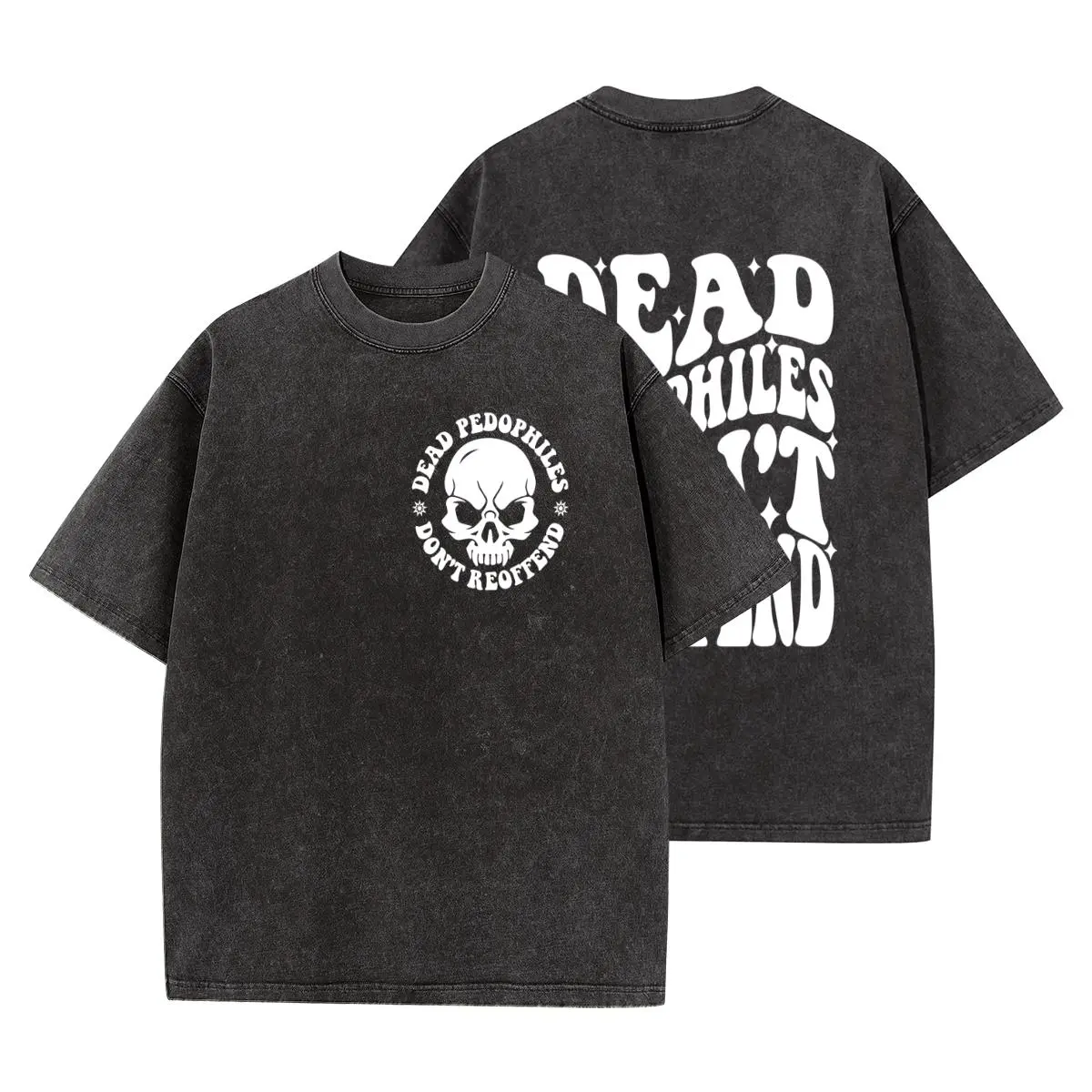 Retro Unisex Stop Predators Washed Cotton Tee, Protective Parent Gift for Mom Dad, We Love Kids Skull Justice Graphic Shirt for Family Awareness