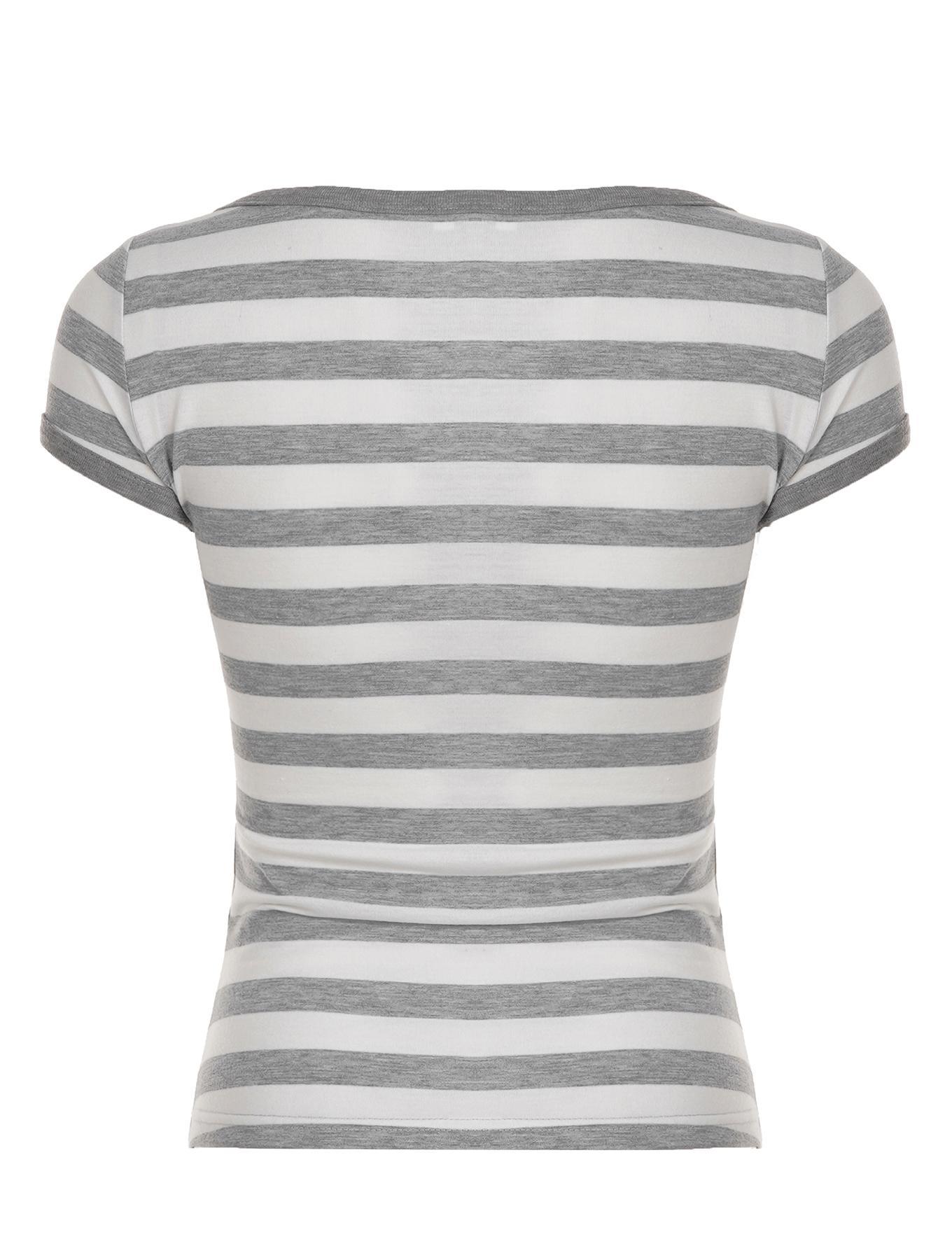 Women's Striped Print Tee, Casual Printed Slim-fitting Shortsleeve T-shirt, Ladies Summer Clothes for Daily Wear, Top, Tshirt, Womenswear, Casual Fashionable Top