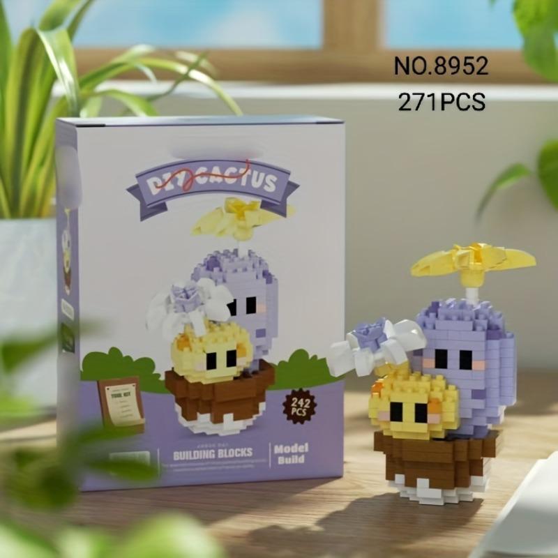 Cactus Design Building Blocks Toy, 1 Box Creative Desktop Ornament, Educational Assembly Toy for Teenager & Adults, Birthday Gift