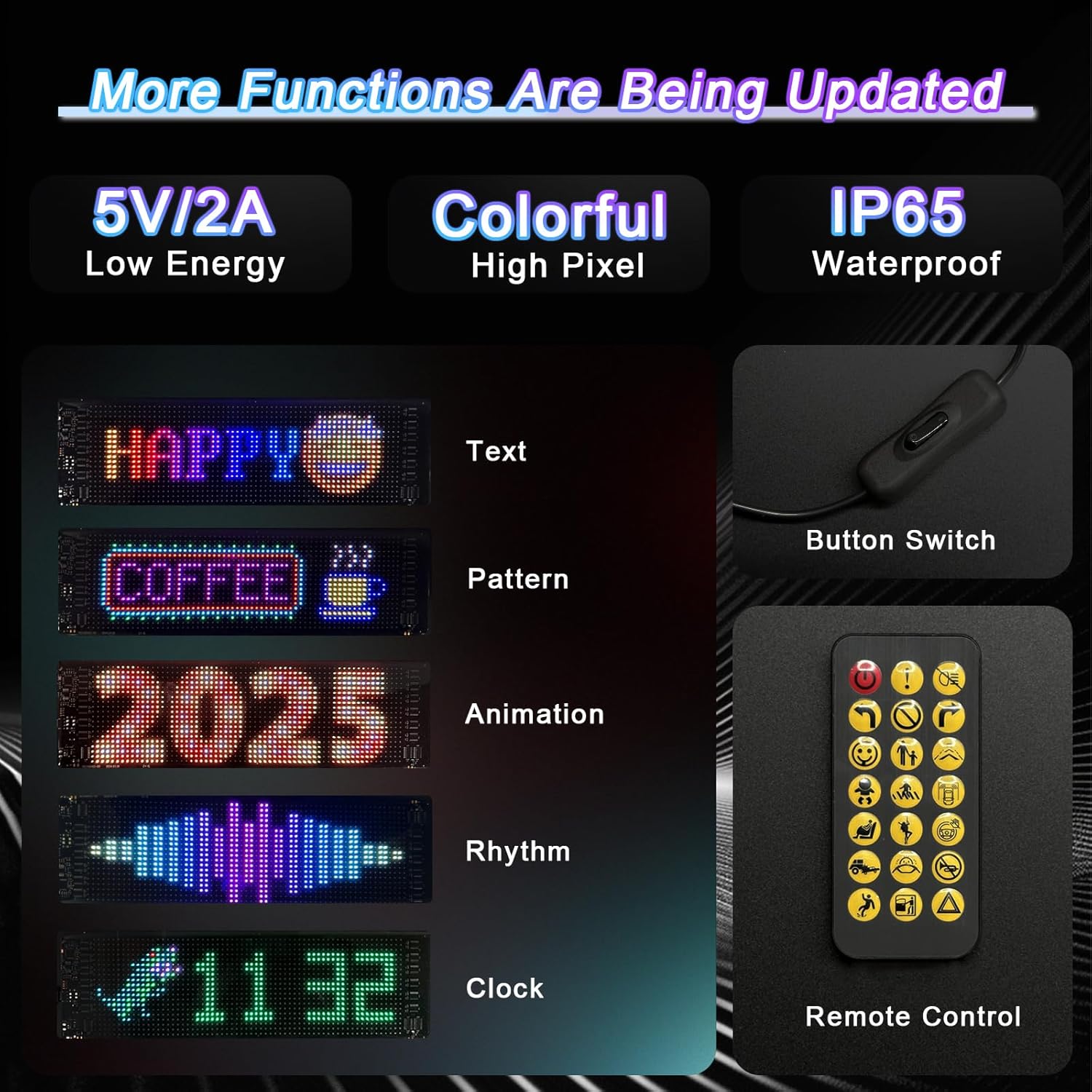 Programmable LED Sign, 15"x4" Flexible LED Scrolling Digital Display,  APP Control Custom Text  Animation, LED Matrix Panel Devil Eye Lights for  Windshield Store Decor