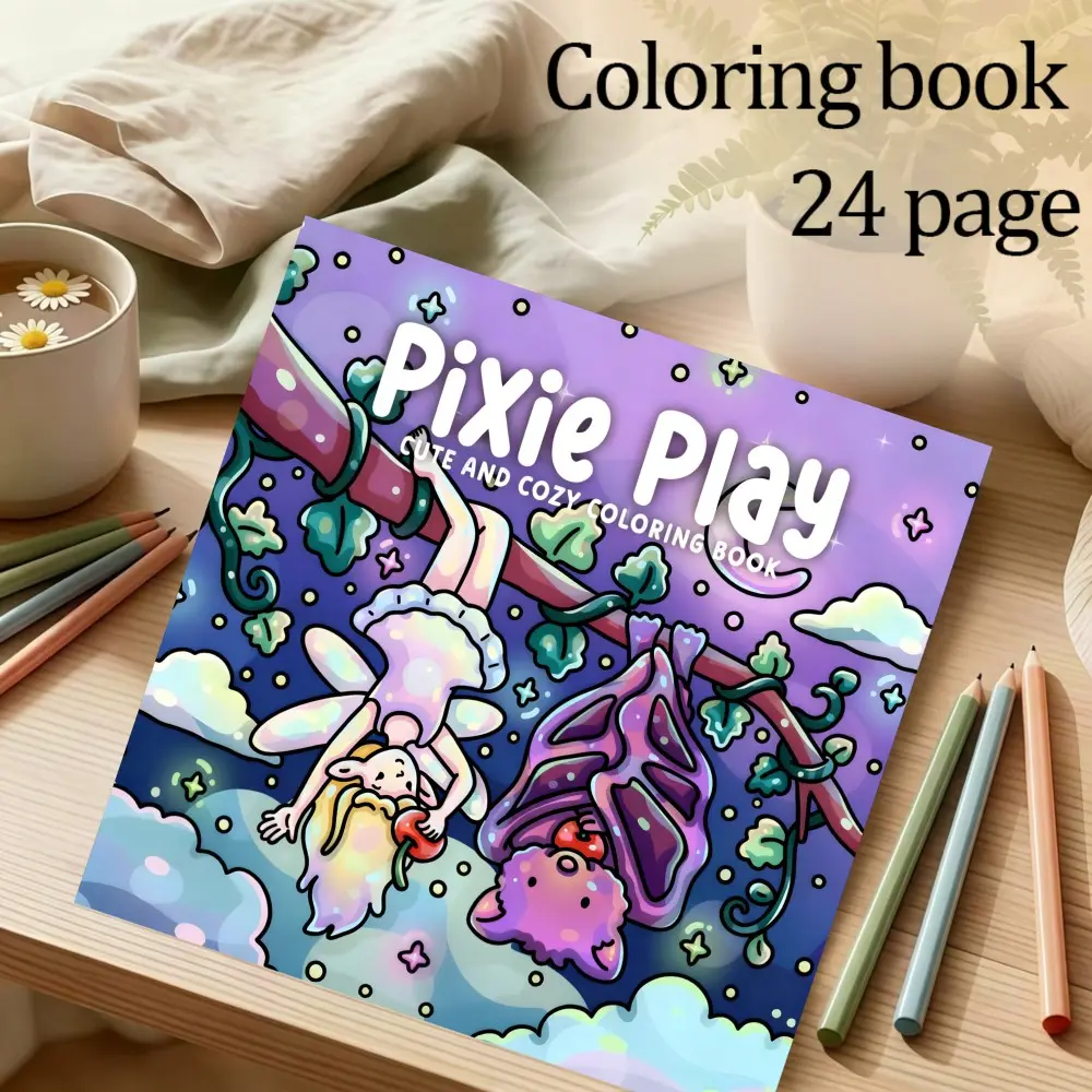 Elf Game Theme Coloring Book, 24 Bold Stress-Relieving Designs, 7.9in X 7.9in Thick Paper, Perfect Gift for Christmas, New Year, Parties