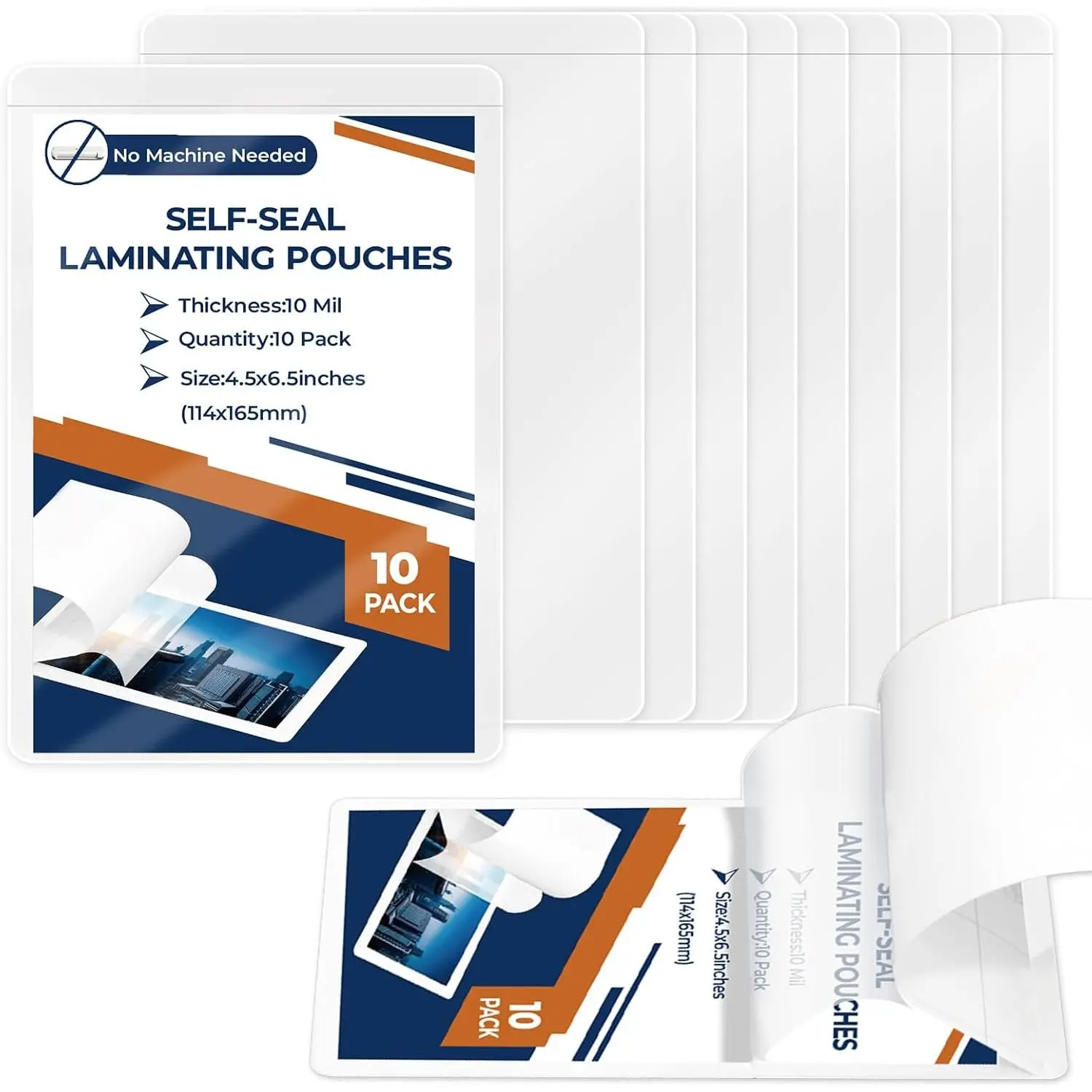 10 Pack 10 Mil 4"x6" Self Sealing Laminating Pouches Self Adhesive Lamination Pouches Clear Laminate Sheets for Office School  Supplies(No Heat Laminating Sheets & No Laminator Machine Need)