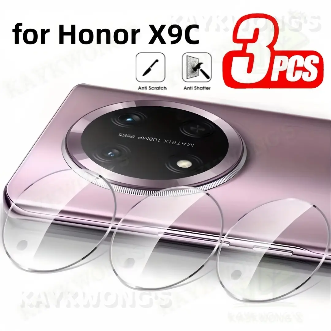 KAYKWONG'S 3 Pack Full Clear Curved Edge Tempered Glass Camera Lens Protector, Compatible with Honor X9C / Honor X9B / Honor Magic7 Lite, 9H Hardness Anti-Scratch HD Transparent Anti-Fingerprint Camera Lens Film Phone Camera Accessories
