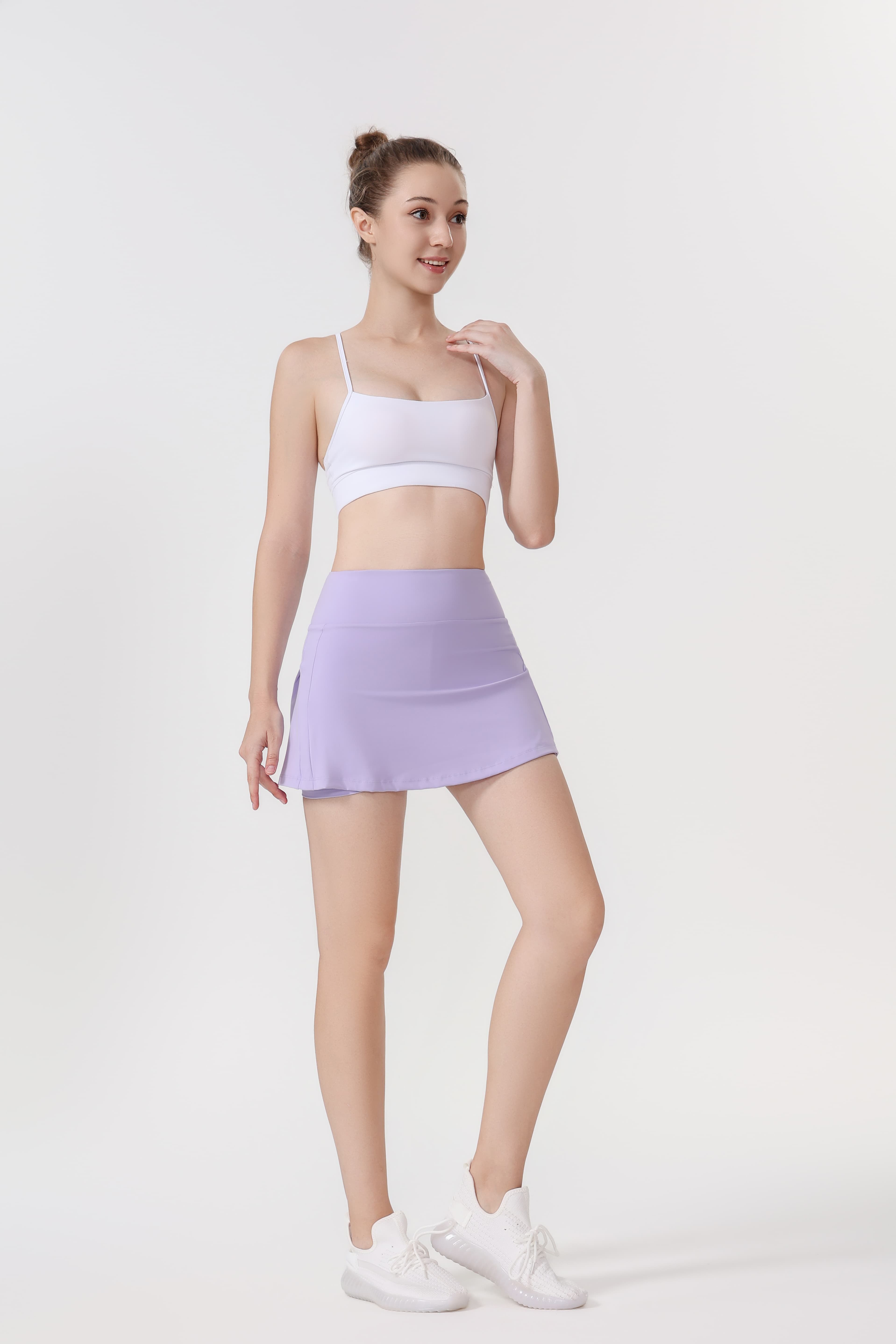 LULU Women's Solid-Color High-Waisted Yoga Skirt, Casual Slim-Fit Yoga Skirt, Spring/Summer Workout Wear, Includes Anti-Slip Underpants