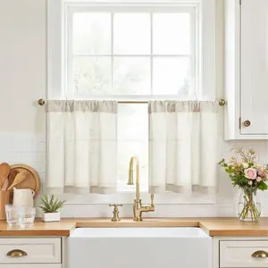 Linen Textured Tier Kitchen Curtains