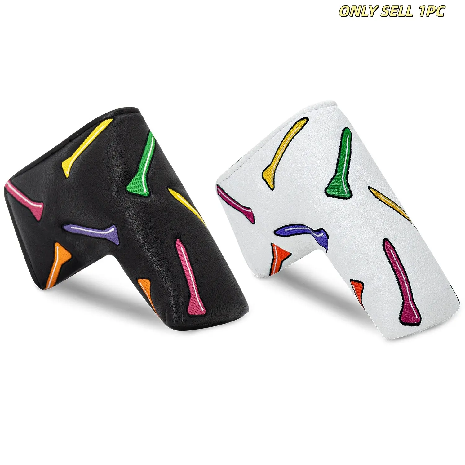 Golf Blade Putter Head Cover, Premium Thick Waterproof PU, Colorful Embroidery Design, Golf Club Protector for Men Women, Essential Golf Accessories, Golf Equipment