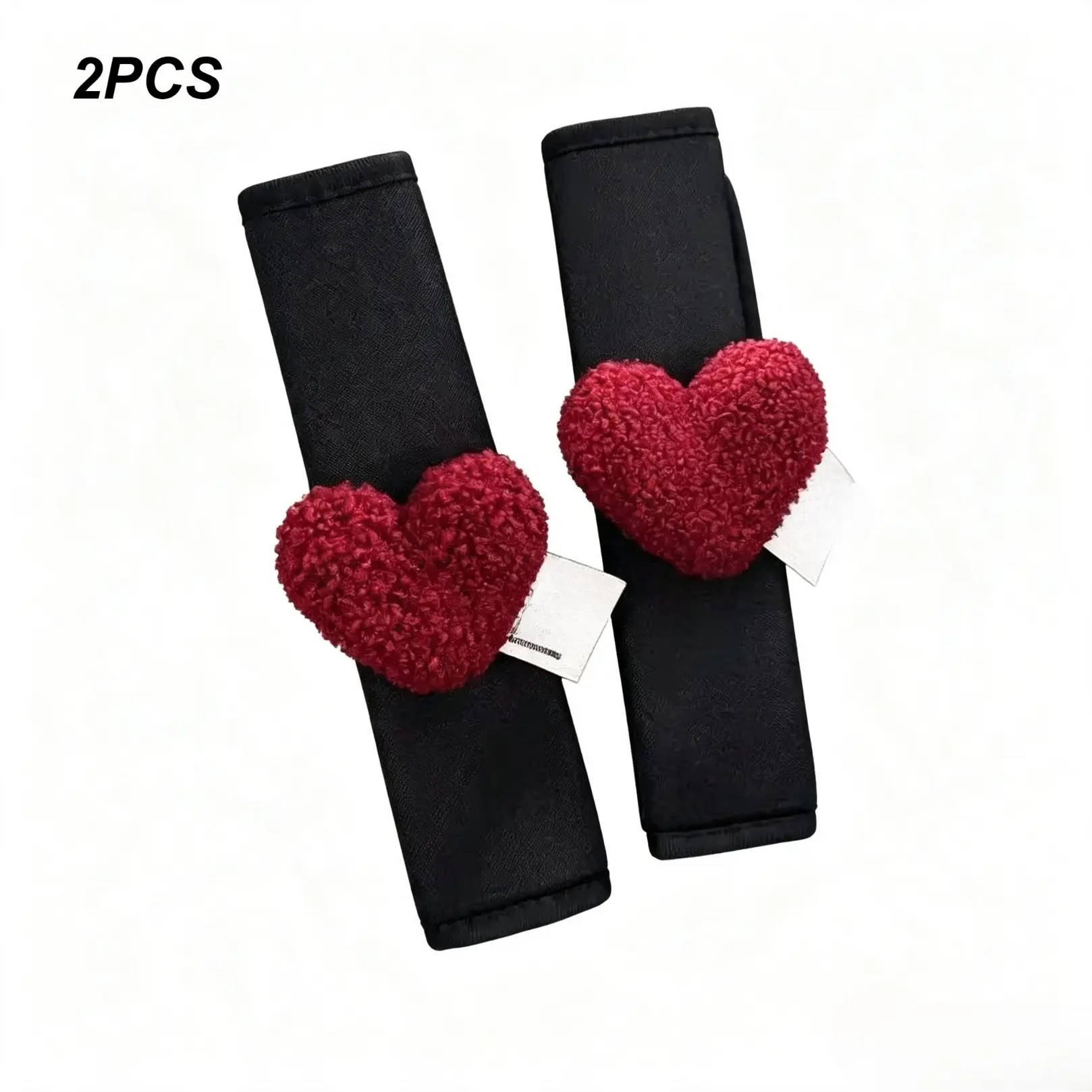 Heart Shape Plush Fabric Car Seat Belt Shoulder Pad - Easy Install Soft Protector Cover, Girly Look Auto Interior Ornament for Women’s Daily Drive