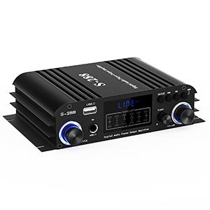 S-288 4 CH Bluetooth 5.0 Home Audio Amplifier, RMS 45Wx4, Max 600W HiFi Stereo Power Amplifier USB, SD, FM Class D Speaker Amp for Home Theater Karaoke, with Power Adapter & Rete Control