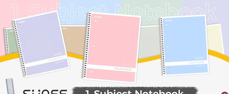 Spiral Notebook, College Ruled, 1-Subject, 4 Pack, 8 x 10.5 in, 70 Sheets, 3-Hole Punched, Pastel Colors (Pink, Purple, Blue, Green), for School, Home & Office, Writing Journal