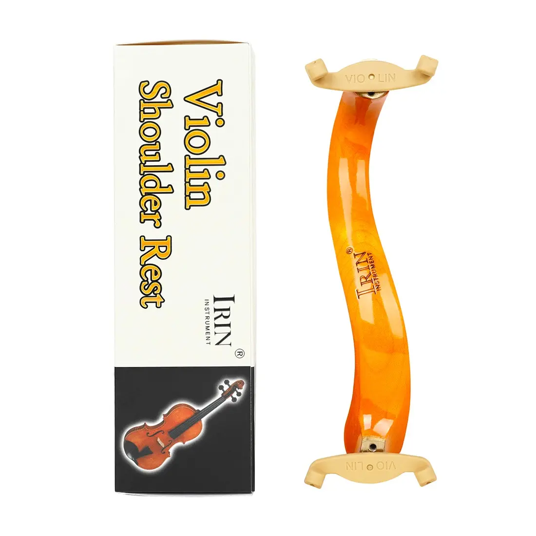Irin Ay036 Violin Shoulder Rest, 4/4 Import European Oak Injection Molding, Classical Style, Wood Grain Finish, Musical Instrument Accessory