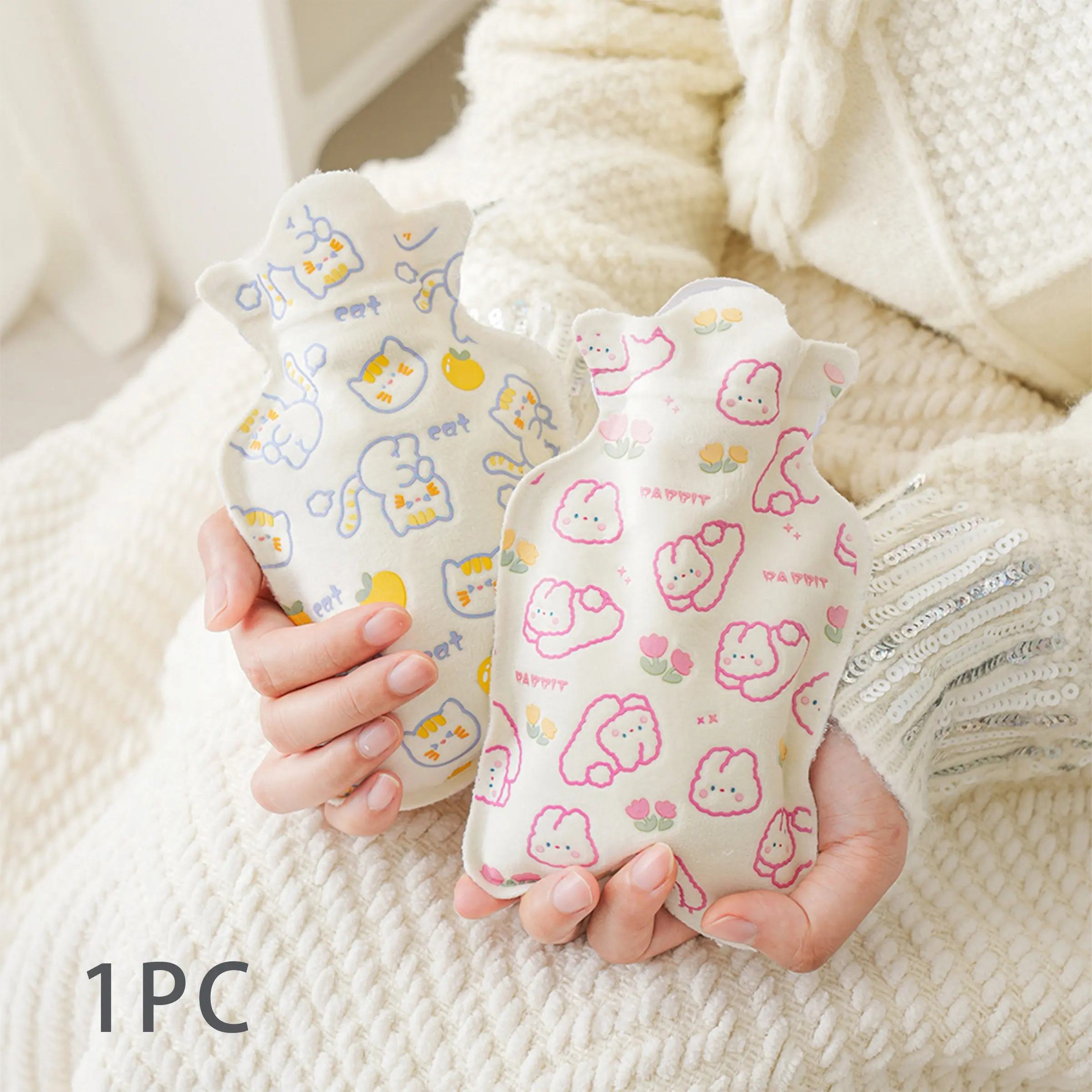 Cartoon Kitty Mini Portable Hot Water Bottle, Fillable Warm Belly Wrap, Hand Warmer for Menstruation Relief, Compact Design, Hot Water Bag