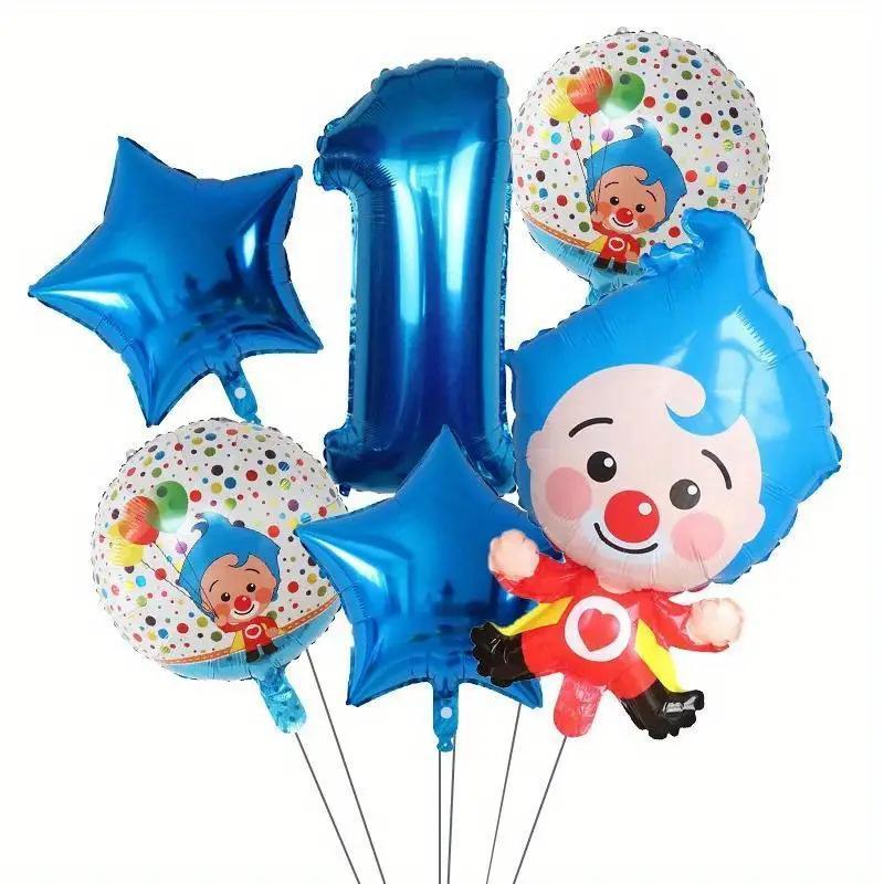 8PCS New Circus-themed Clown Aluminum Film Balloon Set Birthday Party Decoration
