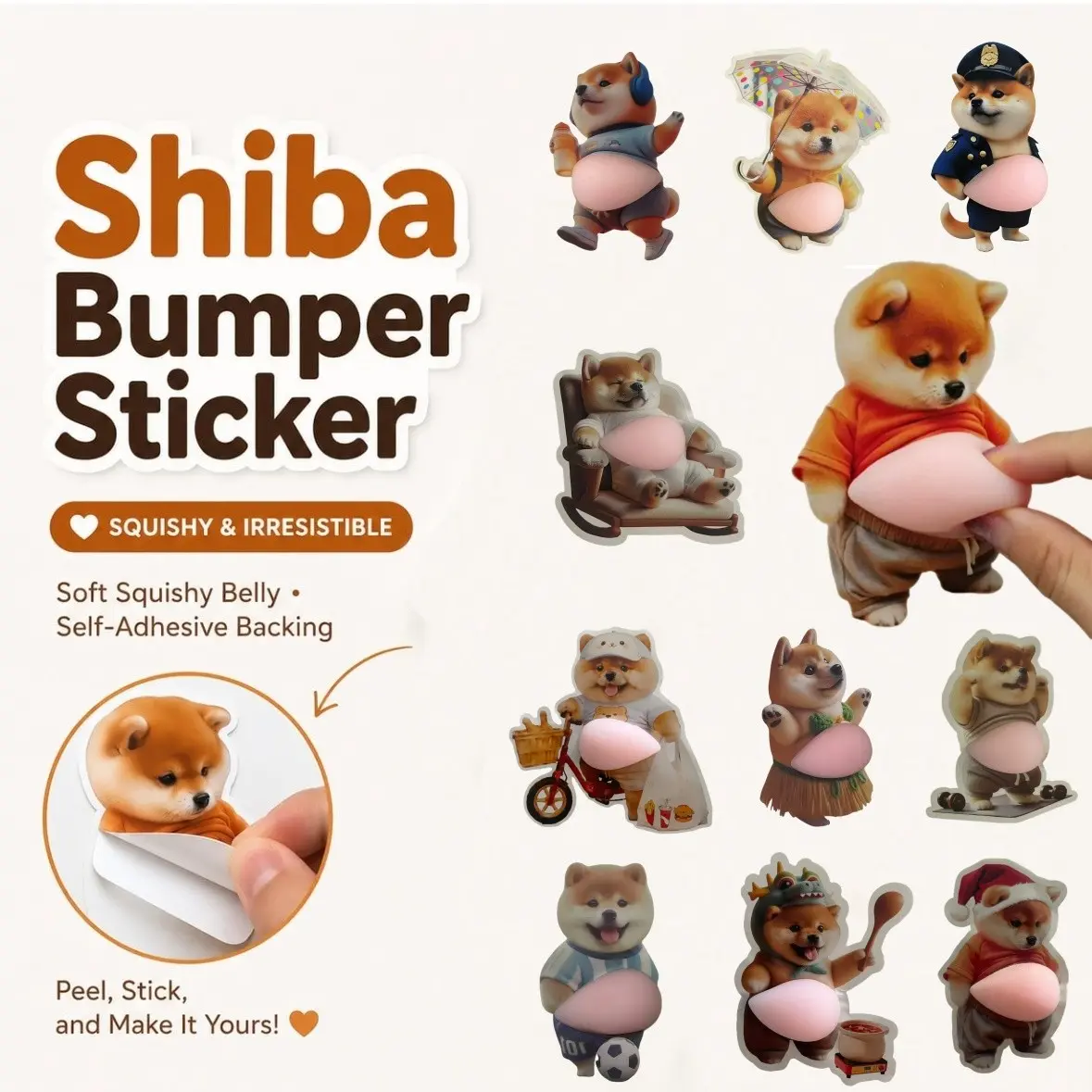 11pcs Squishy 3D Foam Dog Sticker, Soft Bubble Embossed Cute Animal Sticker, Stress Relief Sticker, DIY Decorative Stickers for Various Surfaces