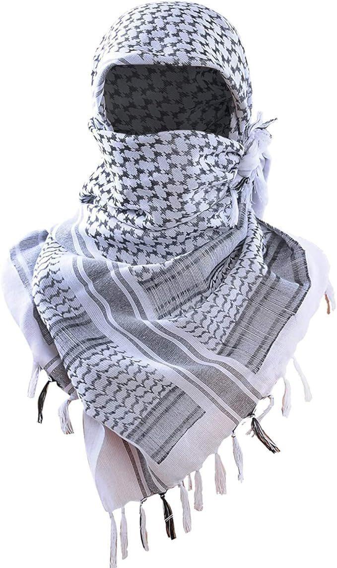 Tactical Military ShemaghScarf for Men and Women, 100% Cotton Keffiyeh Desert Wrap with Fringed Edges, Breathable Outdoor Headwear for Hiking, Camping, Airsoft, and Sun Protection in All Seasons fall hat western wear design style beret green cowboy Turban