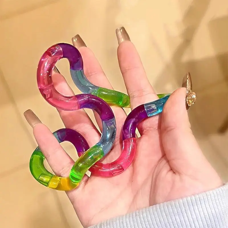 Deformable Rope Fidget Toy Deformation Rope Knot Pressure Stress Relief Toys Rrainbow Color Anti Stress Deformable Rope Best Toy Stress Relief Gadget