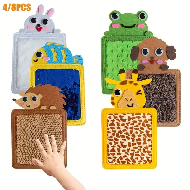 Plush Animal Sensory Mats with Animal Textures for Color Recognition, Multi-Animal Sensory Exploration Toy Set, Sensory Activity Board, Perfect Gift for Baby's Cognitive Development