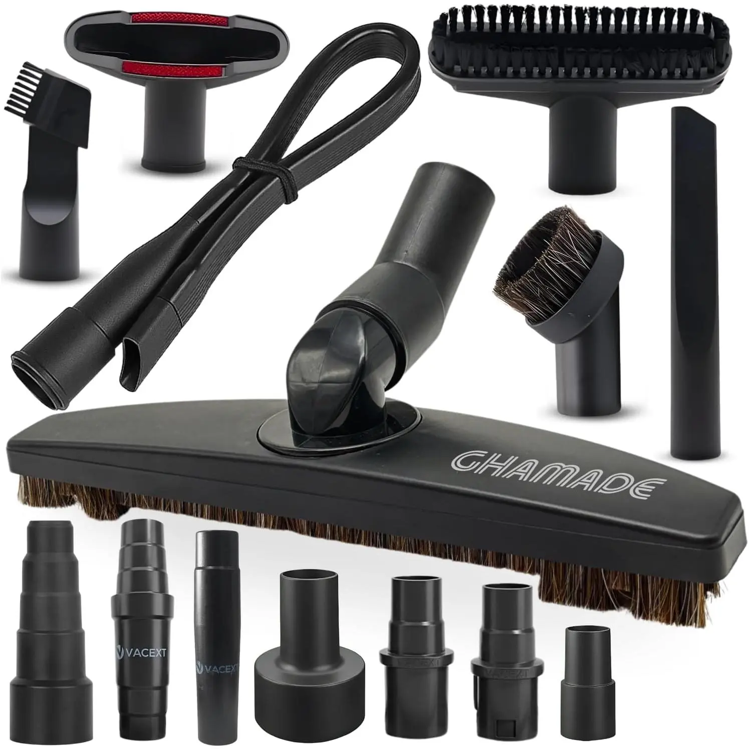 Universal Vacuum Attachments & Brushes Kit - Hardwood Floor Vacuum Brush Head Attachment & Shop-vacs Accessories - Universal Vacuum Hose Adapter Kit & Dryer vent Flexible Crevice Attachment