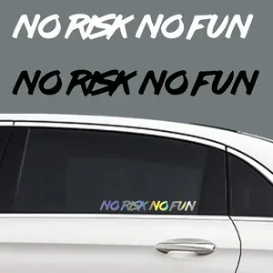 “NO RISK NO FUN” Car Sticker, Self-Adhesive Vinyl Decal, Waterproof Scratch Cover for Front & Rear Windshield, Car Truck SUV Accessories