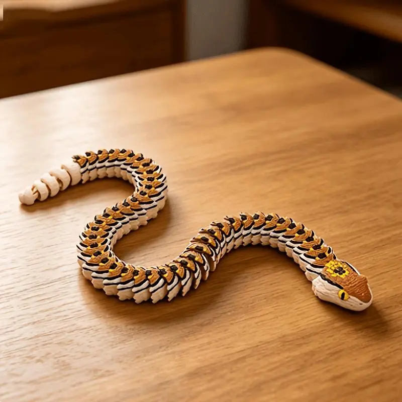 3D Printed Multi-Jointed Articulated Simulated Viper Snake Figurine, Stress-Relief Trendy Toy, Desktop Decoration Gift